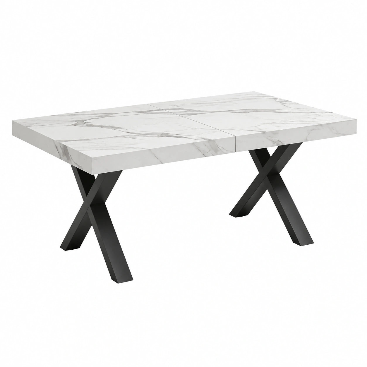 Table, extensible, 160 x 90 x 76 cm, coloris noir et blanc, pour les espaces de vie