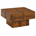 Table basse, en bois massif, coloris marron, 57,5 x 57,5 x 30 cm, pour le salon