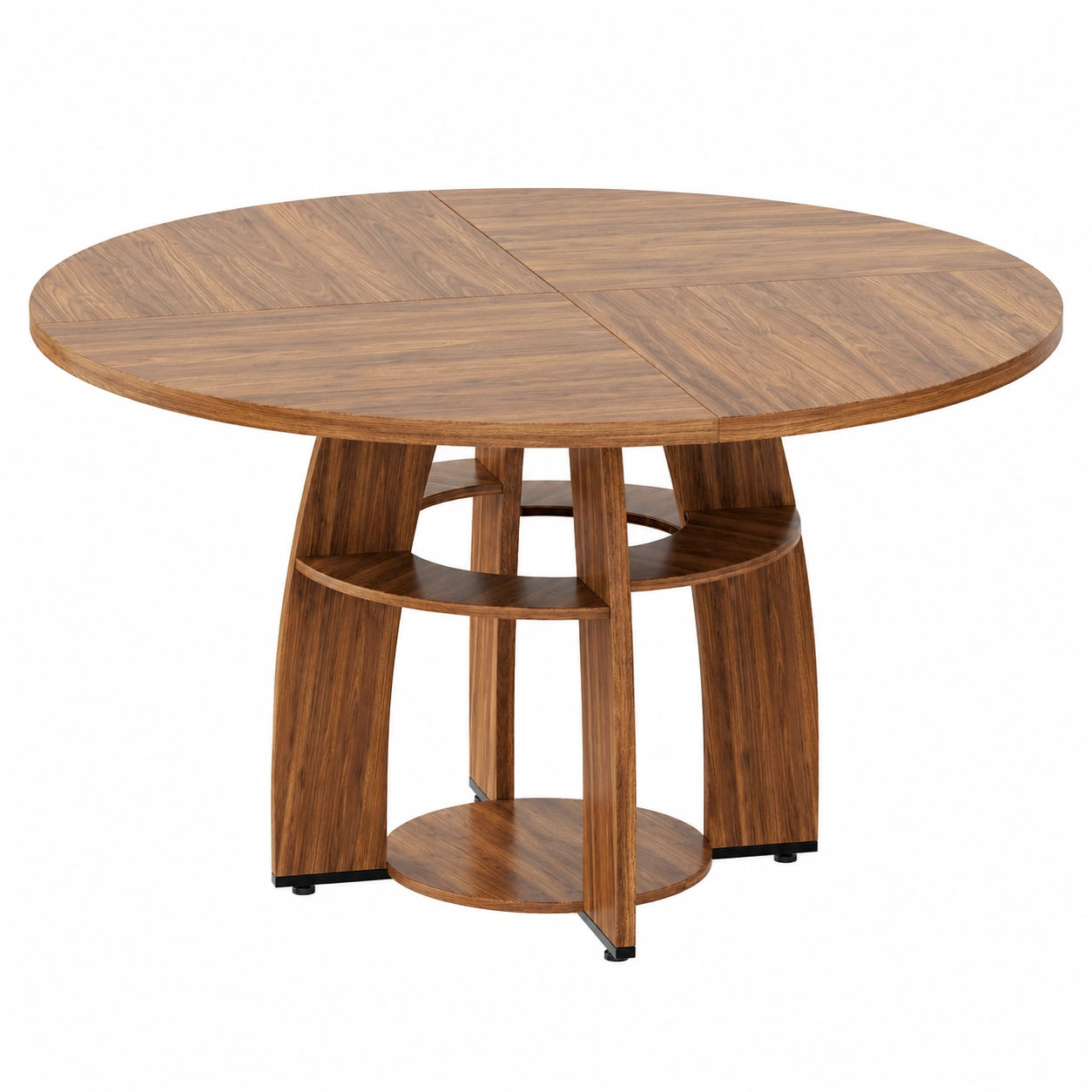 Table à manger, réglable, avec rangement, en bois massif, 6 places, coloris marron, pour la salle à manger