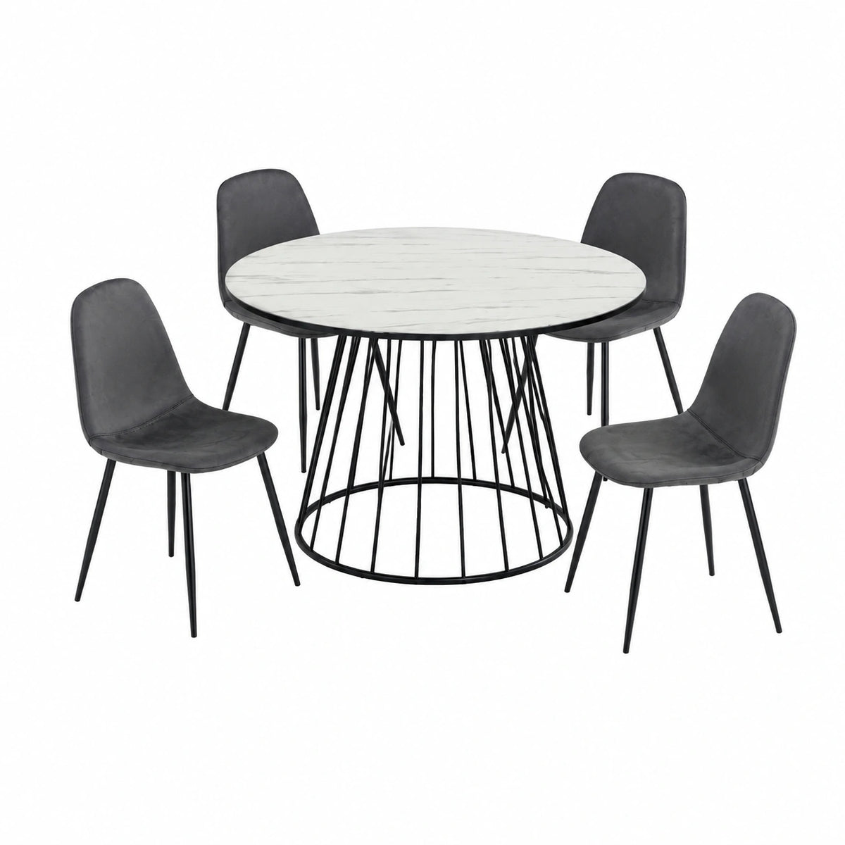Table à manger, en métal, coloris noir et blanc, pour la salle à manger
