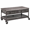 Table basse, en bois massif, 110 x 60 cm, coloris gris, pour le salon