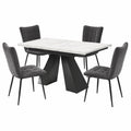 Table, avec 4 chaises, extensible, en velours, coloris blanc, pour les espaces de vie