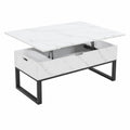 Table basse, pliable, avec rangement, en panneaux de bois et acier, 100 x 50 x 47 cm, coloris blanc, pour le salon