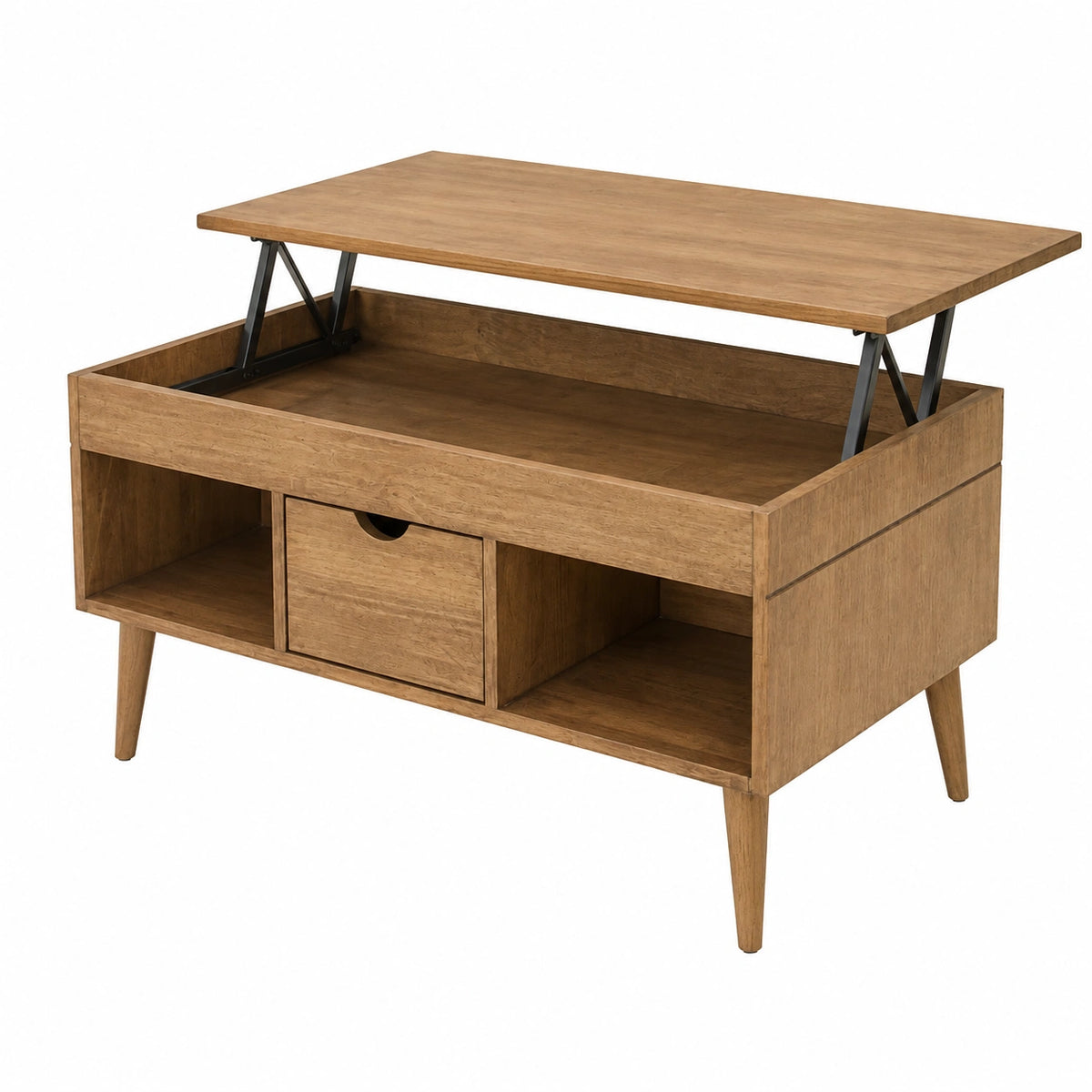 Table basse, avec tiroirs, en bois massif, 100 x 50 x 47 cm, coloris naturel, pour le salon