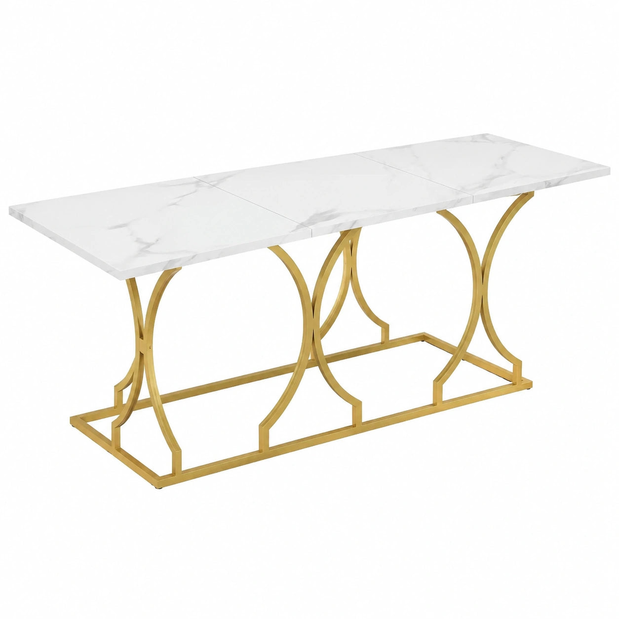 Table à manger, réglable, en métal, 200 x 80 cm, coloris noir et blanc, pour la salle à manger