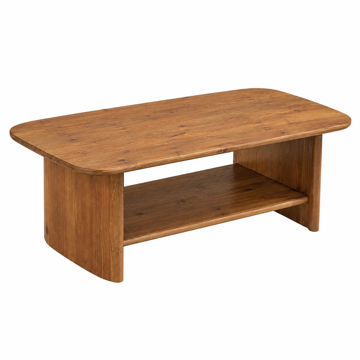 Table basse, en bois massif, avec rangement, avec étagères, pour le salon